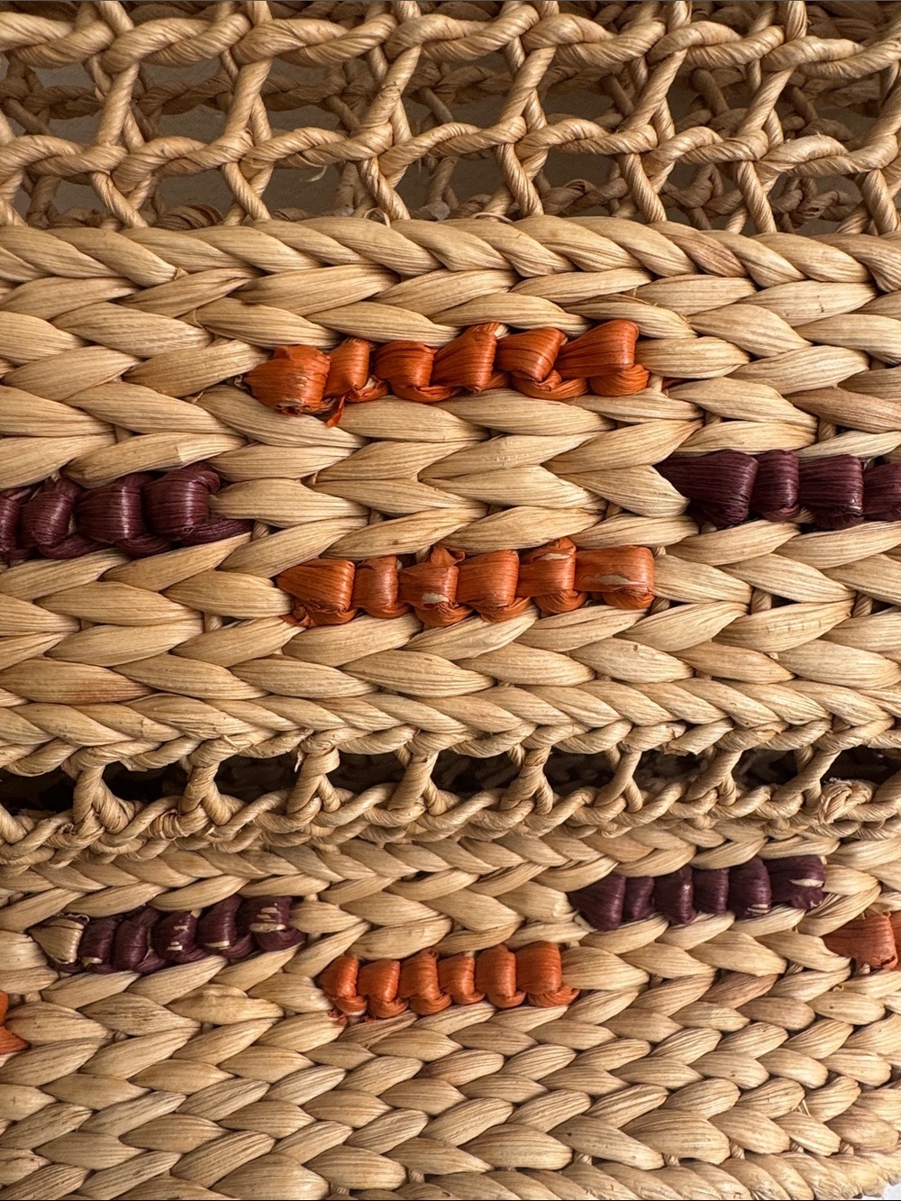 Boho Woven Straw Tote Bag Beach Market Raffia Style Carryall Size S/M - Picture 6 of 14